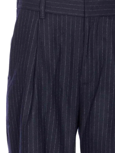 Nn07 Pinstripe-pattern Trousers In Blue