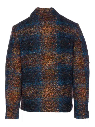 Nn07 Collared Jacket With Textured Fabric And Pockets In Blue