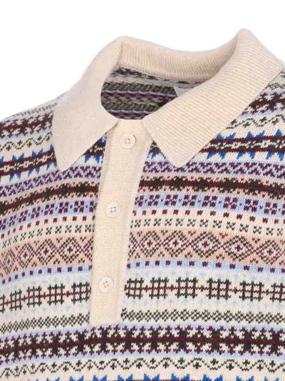 Nn07 Robbie Fair Isle Wool-blend Polo Sweater In Black