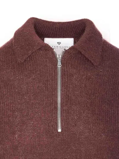 Seven Gauge Half-zip High-neck Polo Shirt In Brown