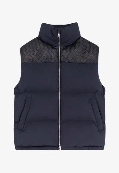 Bottega Veneta Men Midnight Blue Cotton Blend Down Jacket In Black