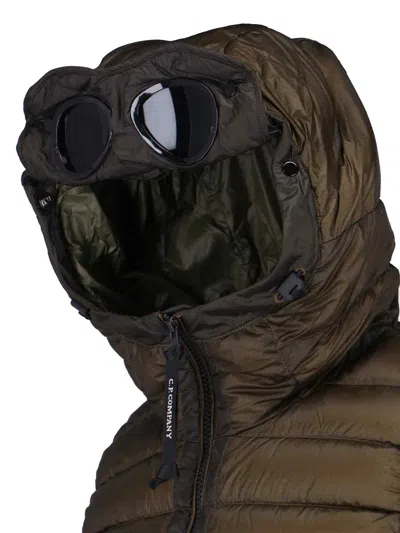 C.p. Company Goggle Hooded Down Gilet In Green