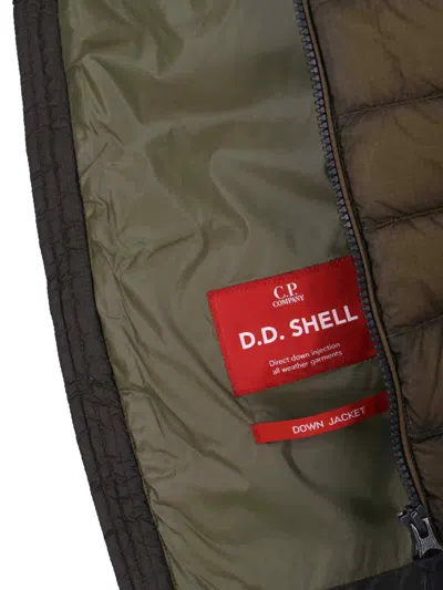 C.p. Company Goggle Hooded Down Gilet In Green