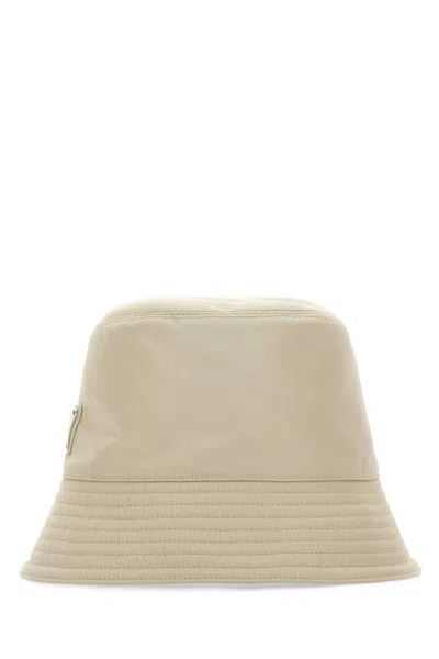 Prada Recycled Nylon Hat Featuring Metal Accents In Neutral