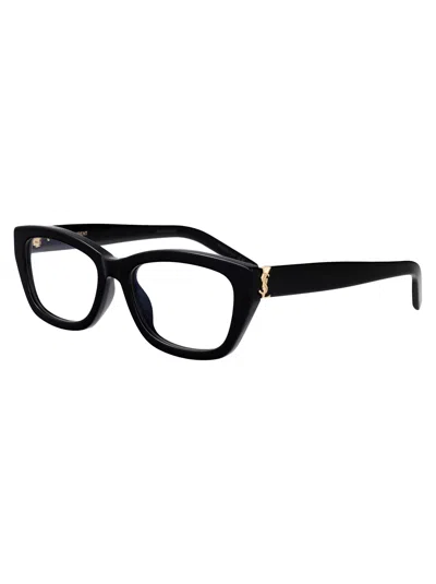 Saint Laurent Black-black-transparent Recycled Acetate Glasses In Black