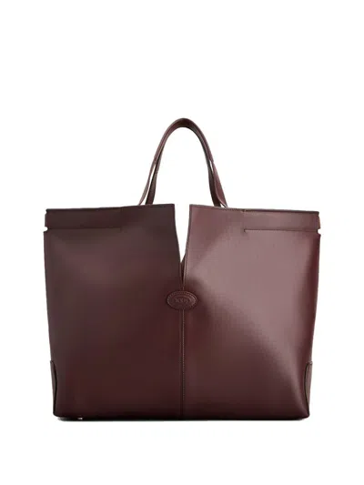 Tod's Medium Di Folio Bags In Burgundy