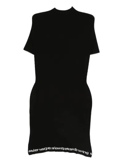 Alexander Wang Ribbed Short-sleeve Fitted Dress Clothing In Black