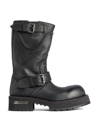 Balenciaga Venom Boots In Worn-out Effect Leather Shoes In Black