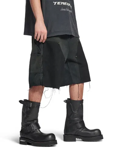 Balenciaga Venom Boots In Worn-out Effect Leather Shoes In Black