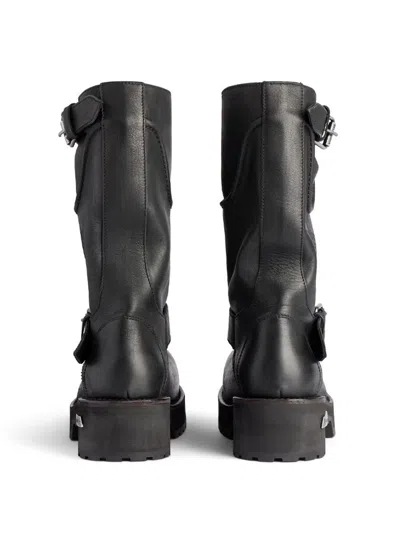 Balenciaga Venom Boots In Worn-out Effect Leather Shoes In Black