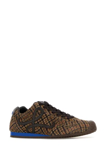 Loewe Ballet Runner 2.0 Leather-trimmed Checked Wool Sneakers In Multi