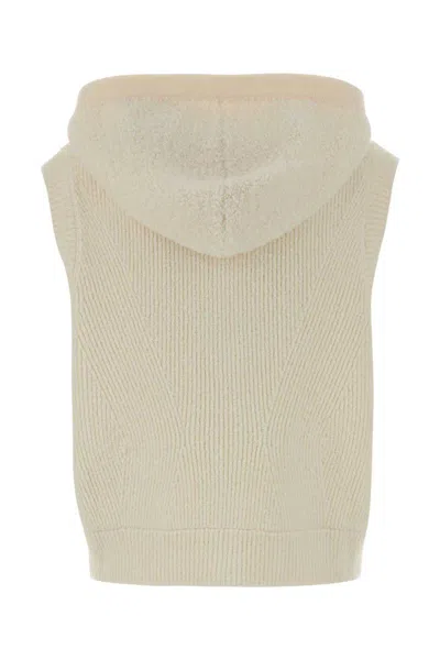 Gucci Stretch Wool Blend Sleeveless Hooded Vest In Gray