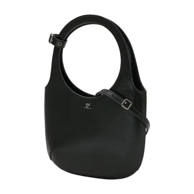 Courrèges Holy Naplack Zipped Tote Bag In Black