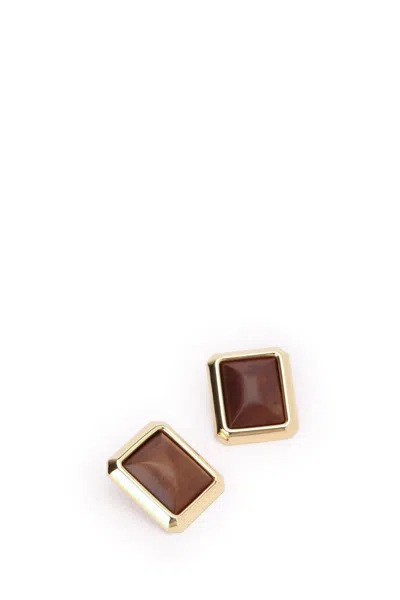 Jacquemus Square Frame Drop Earrings In Brown