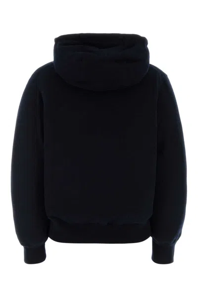 Miu Miu Navy Blue Cashmere Down Jacket In Black