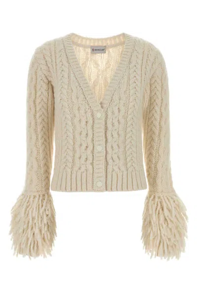 Moncler Alpaca Blend Cardigan V-neckline In Neutral