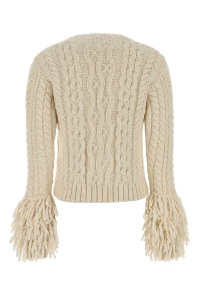 Moncler Alpaca Blend Cardigan V-neckline In Neutral