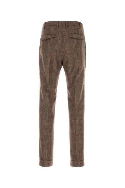 Pt Torino Wool Trousers With Embroidery And Pleats In Brown