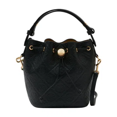 Tory Burch T-monogram Pebble Mini Crossbody In Black
