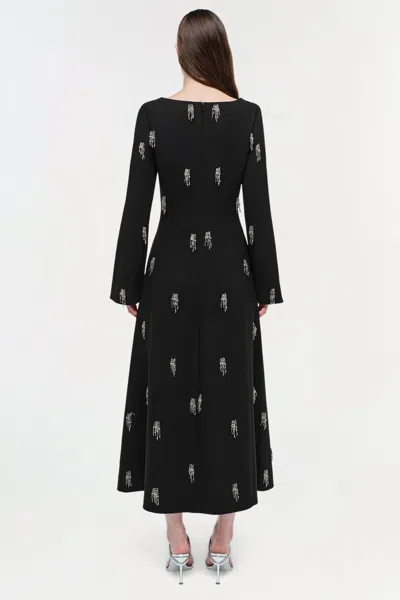 Simkhai Coretta Embellished Crepe Midi Dress In Black