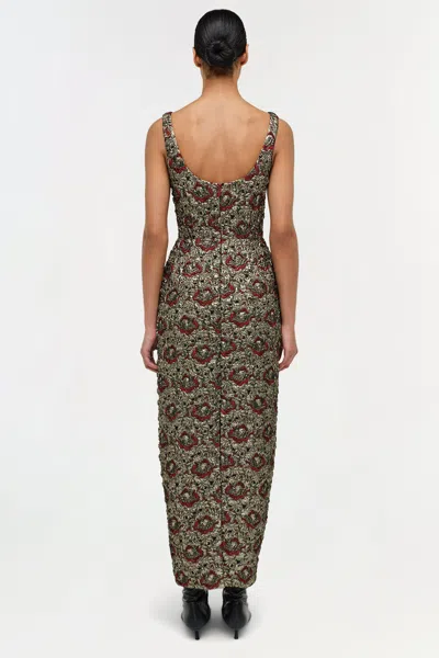 Simkhai Ravenna Gilded Jacquard Midi Dress In Ruby Multi In Animal Print