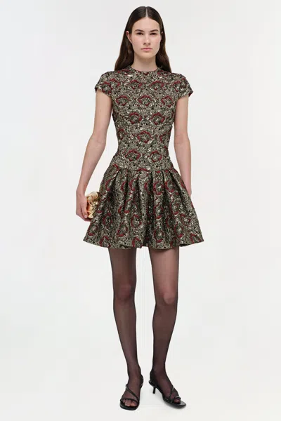 Simkhai Women's Elowen Gilded Jaquard Mini Dress In Ruby Multi In Animal Print