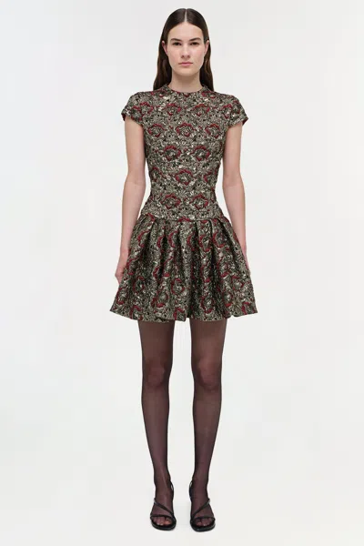 Simkhai Women's Elowen Gilded Jaquard Mini Dress In Ruby Multi In Animal Print