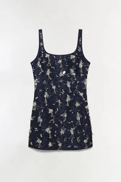 Simkhai Viva Jacquard Embellished Mini Dress In Blue