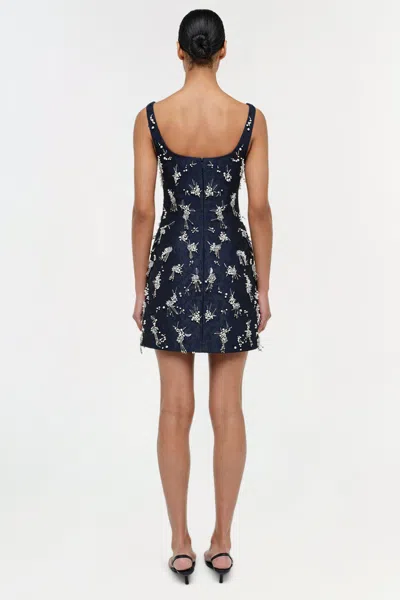 Simkhai Viva Jacquard Embellished Mini Dress In Blue