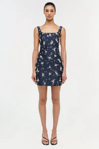 Simkhai Viva Jacquard Embellished Mini Dress In Blue