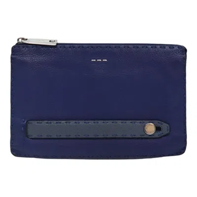Pre-owned Fendi Selleria Blue Leather Clutch Bag ()