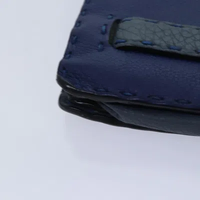 Pre-owned Fendi Selleria Blue Leather Clutch Bag ()