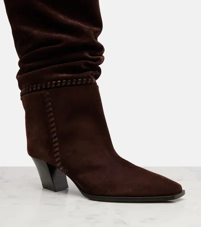 Jimmy Choo Hart Stitch 60 Suede Knee-high Boots In Brown