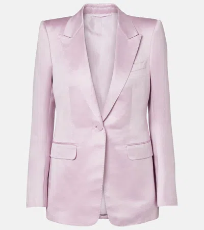 Tom Ford Satin Blazer With Notched Lapels And Pockets In Purple