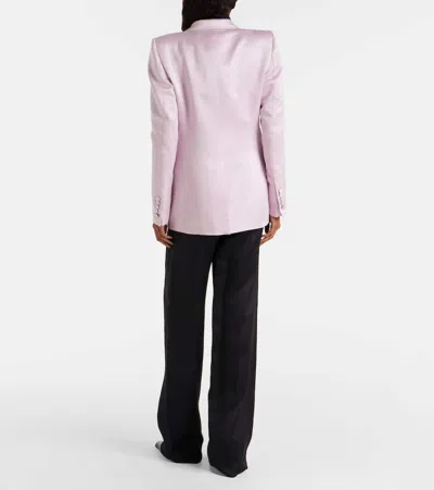 Tom Ford Satin Blazer With Notched Lapels And Pockets In Purple