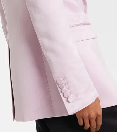 Tom Ford Satin Blazer With Notched Lapels And Pockets In Purple
