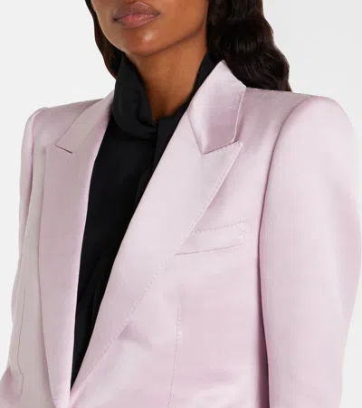 Tom Ford Satin Blazer With Notched Lapels And Pockets In Purple