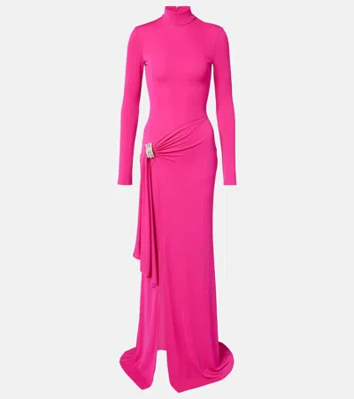 David Koma Embellished Draped Gown In Pink
