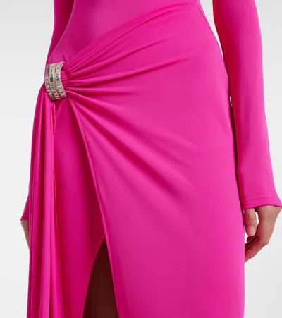 David Koma Embellished Draped Gown In Pink