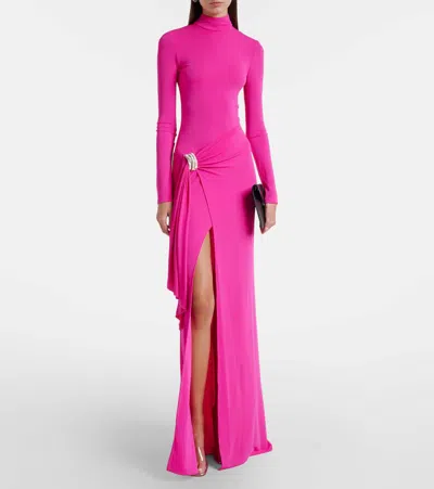 David Koma Embellished Draped Gown In Pink