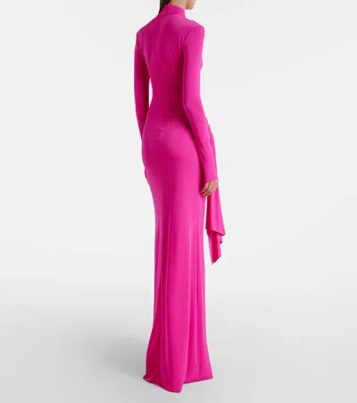 David Koma Embellished Draped Gown In Pink