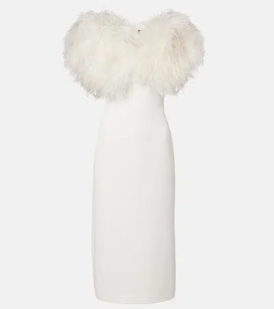 David Koma Feather-trimmed Cocktail Dress In White