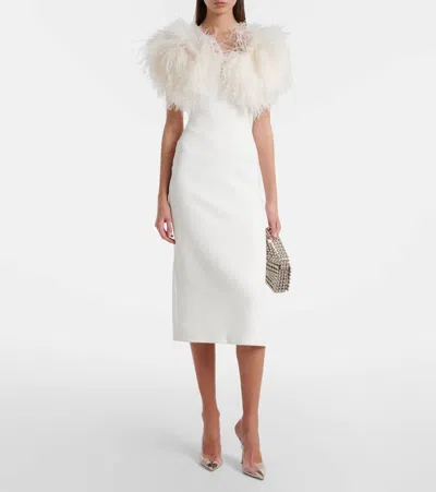 David Koma Feather-trimmed Cocktail Dress In White