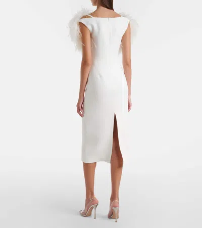 David Koma Feather-trimmed Cocktail Dress In White