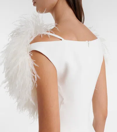 David Koma Feather-trimmed Cocktail Dress In White