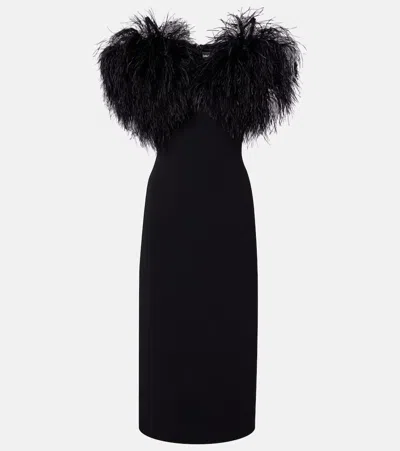 David Koma Feather-trimmed Cocktail Dress In Black