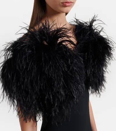 David Koma Feather-trimmed Cocktail Dress In Black