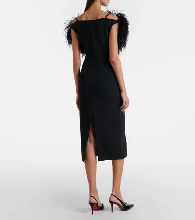 David Koma Feather-trimmed Cocktail Dress In Black