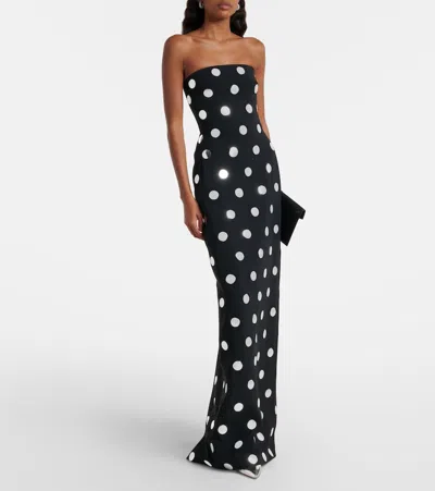 David Koma Polka-dot Gown In Black