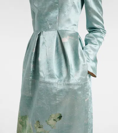 Erdem Floral Satin Gown In Green